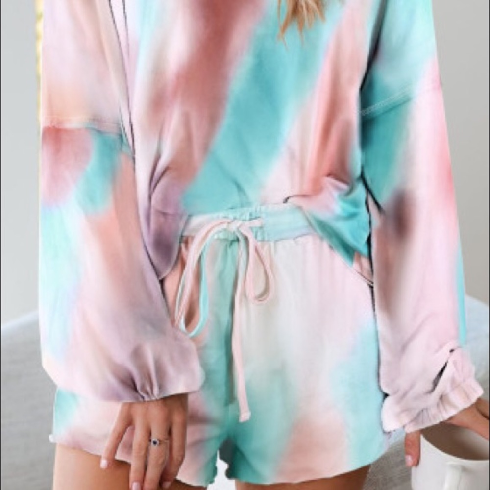Tie Dye Loungewear Pajama Short Lingerie Set M